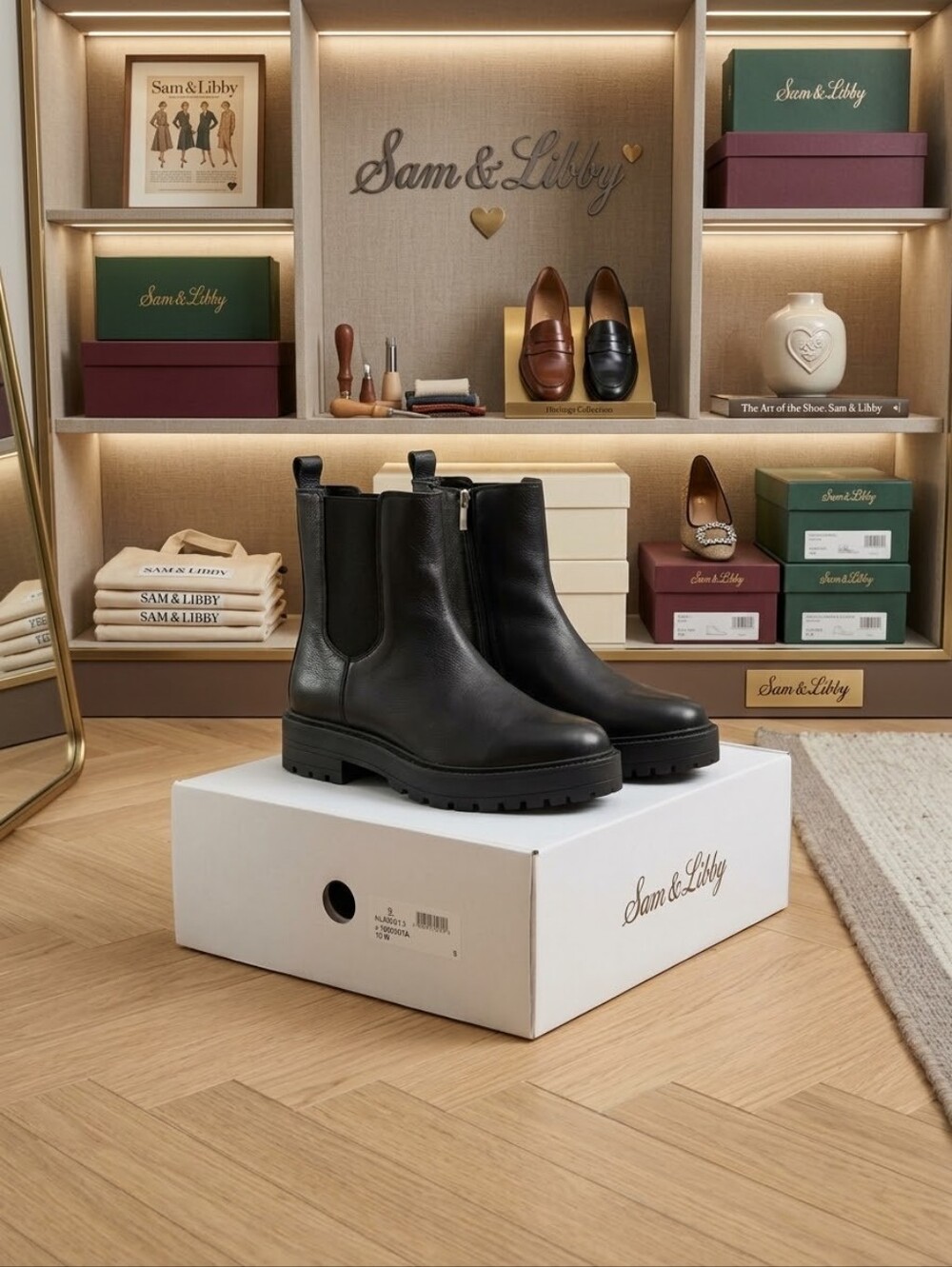 Sam & Libby Julia Chelsea Lug Sole Zip Bootie Black